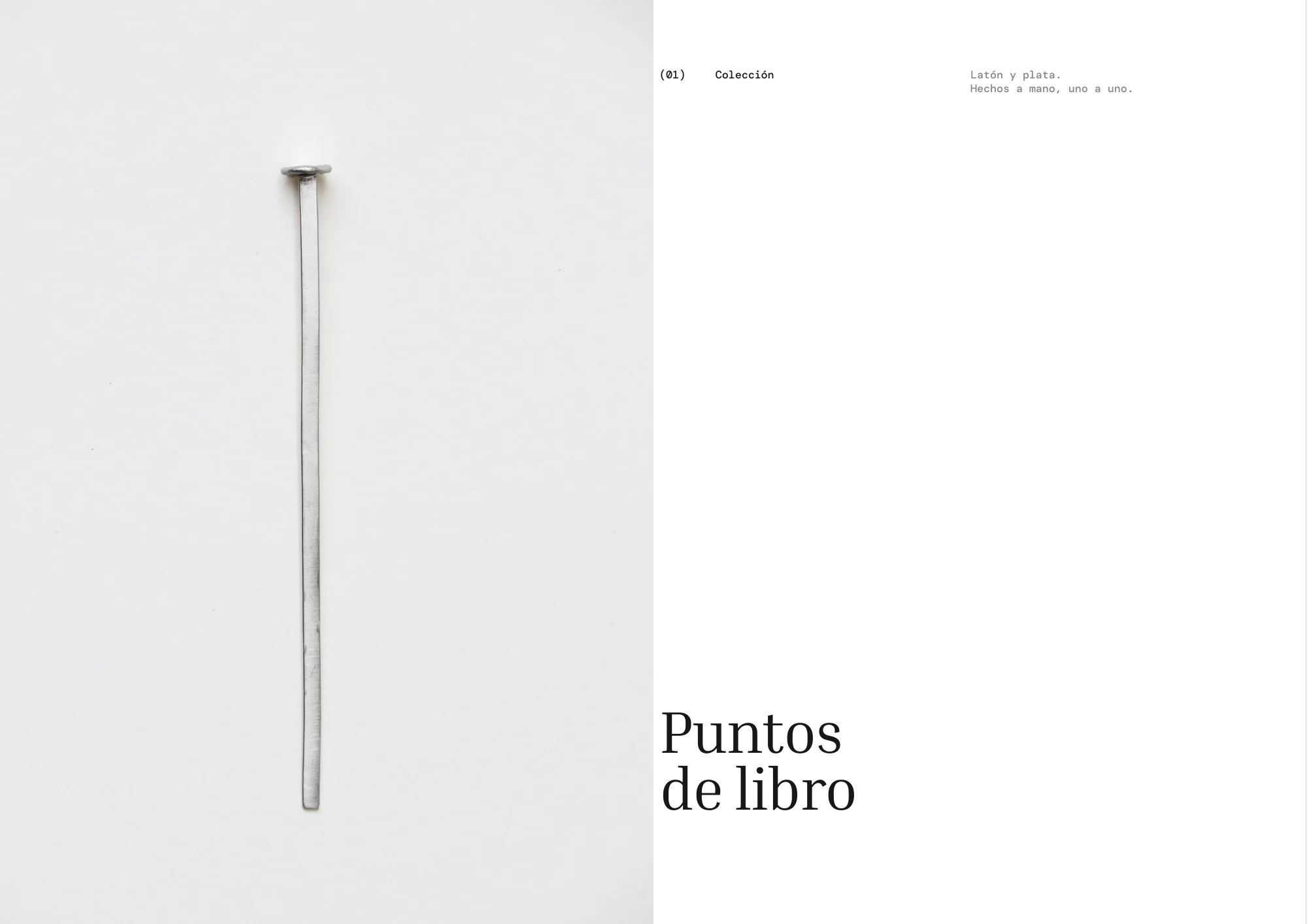 Apertura de Puntos de libro: una varilla de latón sobre blanco y el título en Inria Serif
