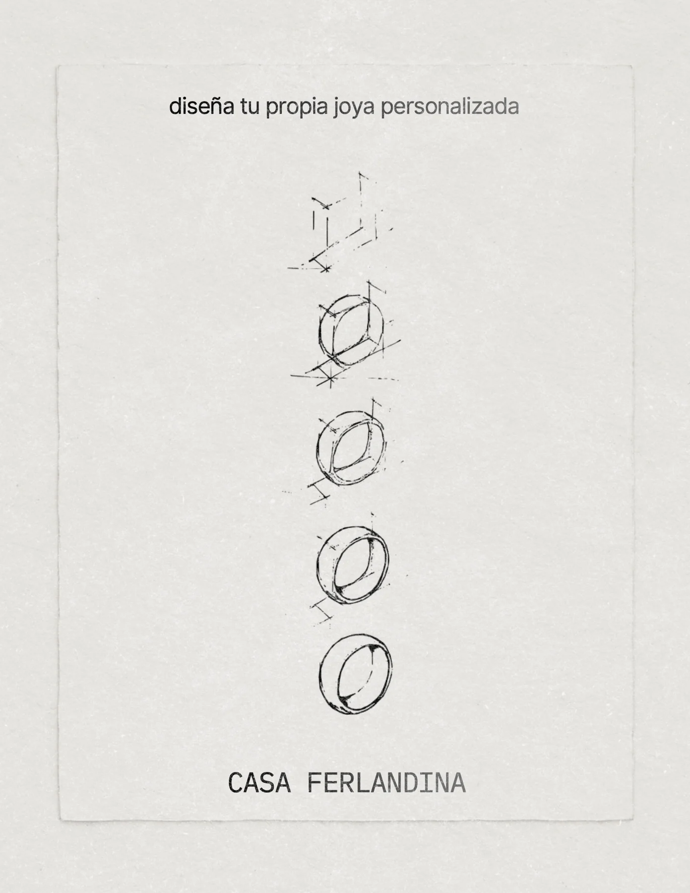 Cartel Diseña tu propia joya personalizada, con el dibujo de un anillo