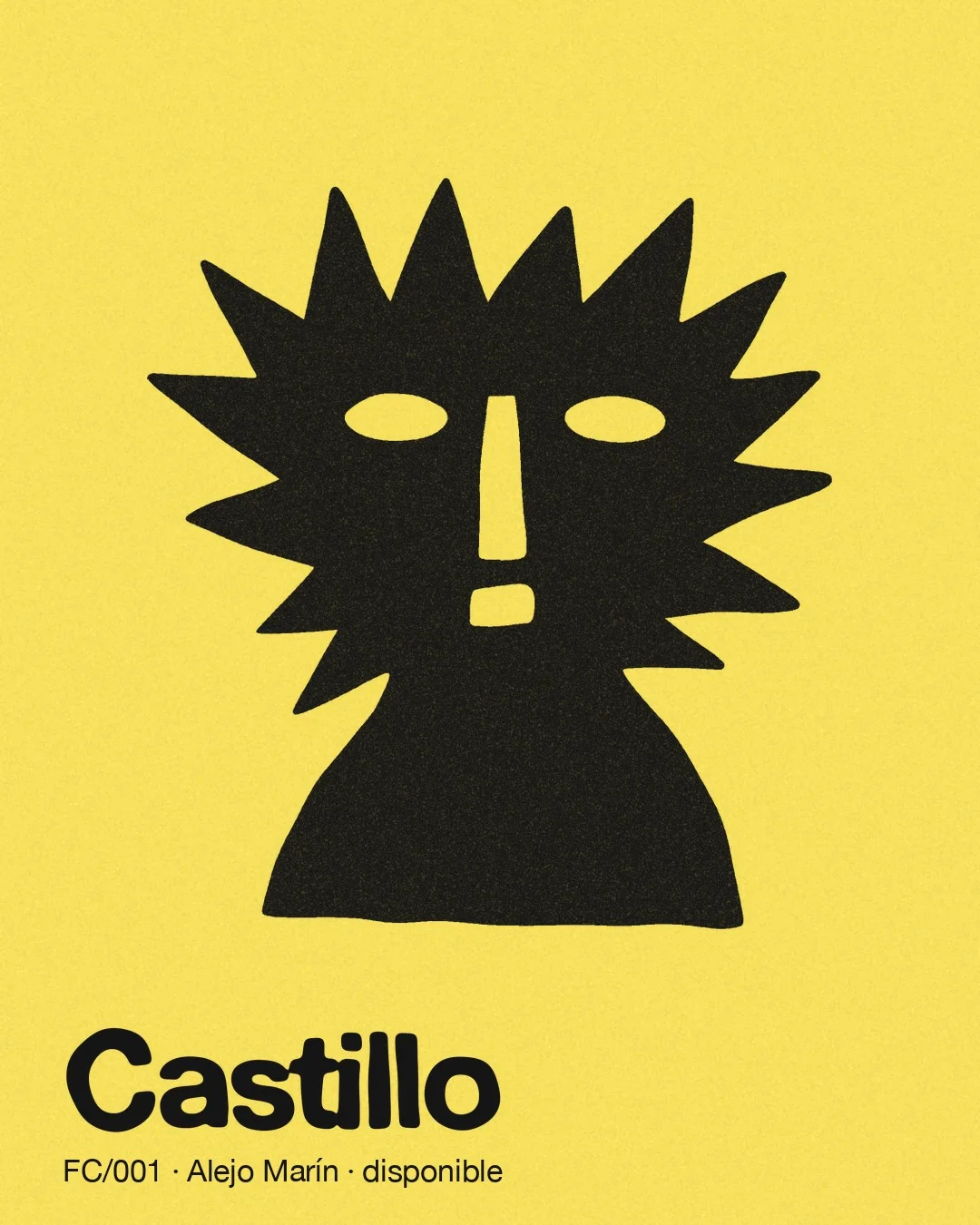 Póster FC/001 Castillo: el sol recortado en negro sobre amarillo